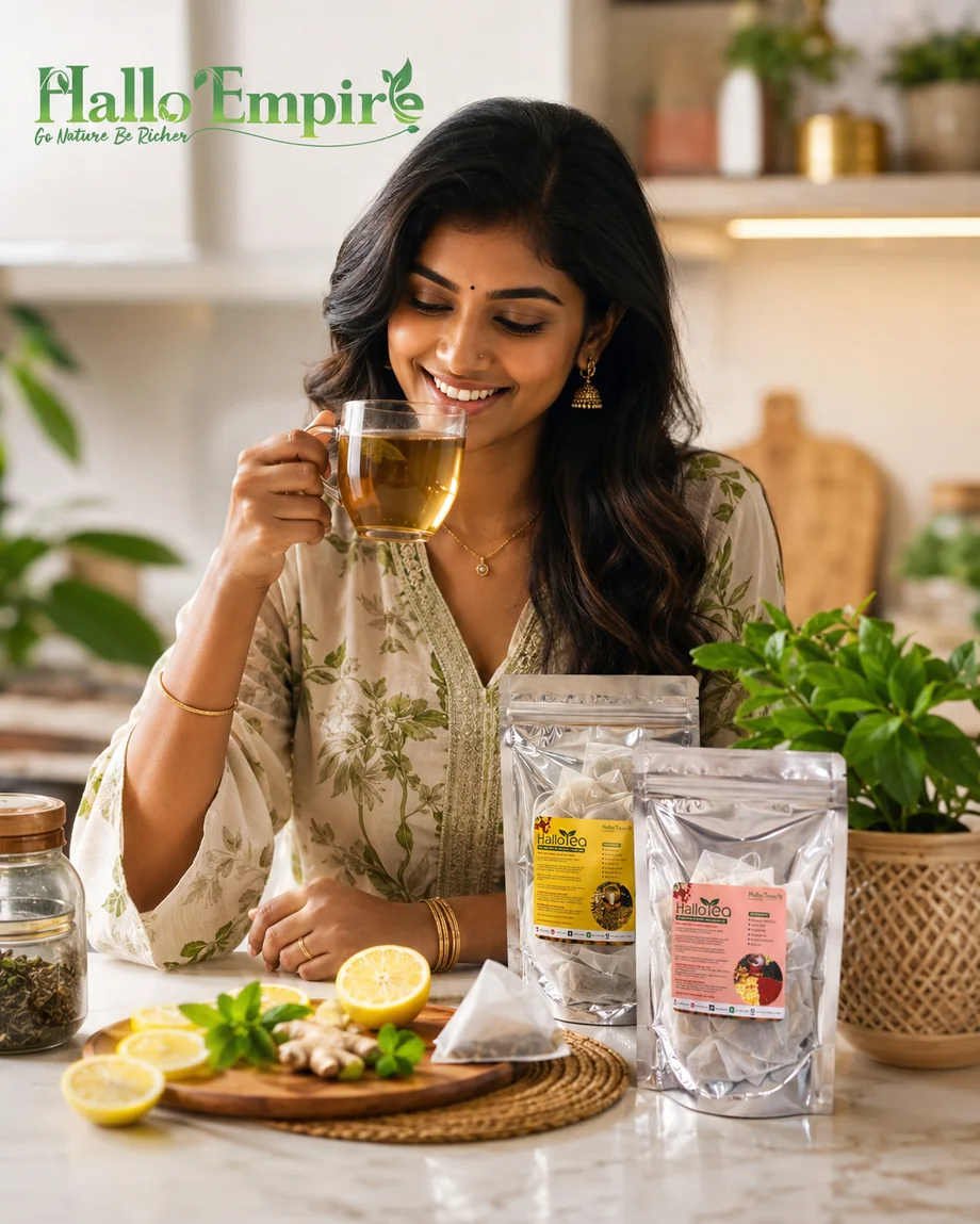 Lifestyle moment with herbal tea